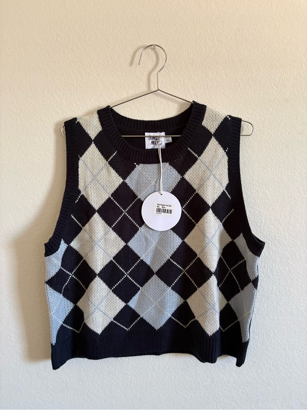 Princess Polly Black & Cream Argyle Sweater Vest